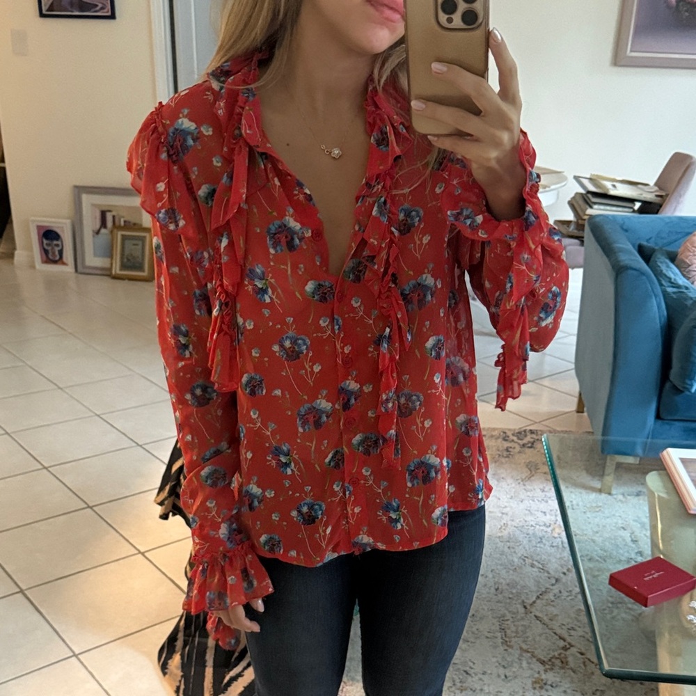Floral Red Blouse